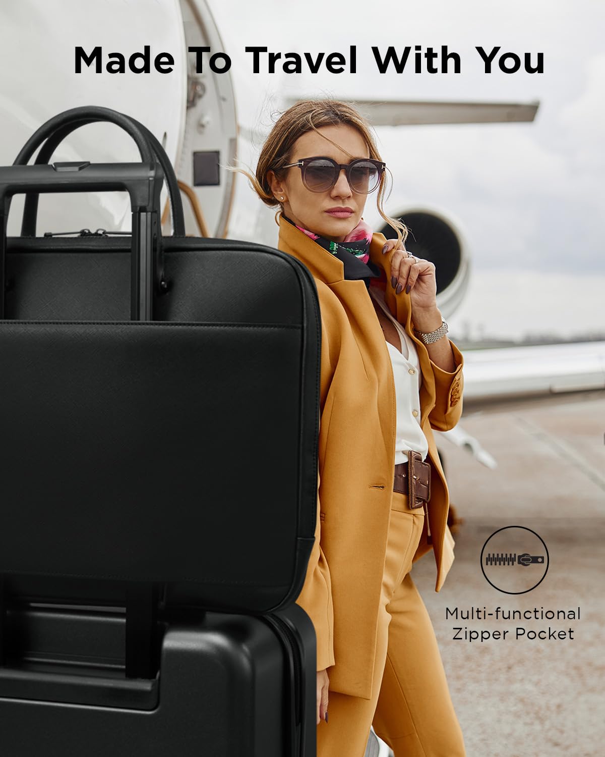 Lenovo 15.6-inch Laptop Bag (T200) - Water Resistant Leather Messenger Bag with Padded Device Compartment – Multi Compartment Professional Handbag with Shoulder Strap for Travel & Business - Image 4