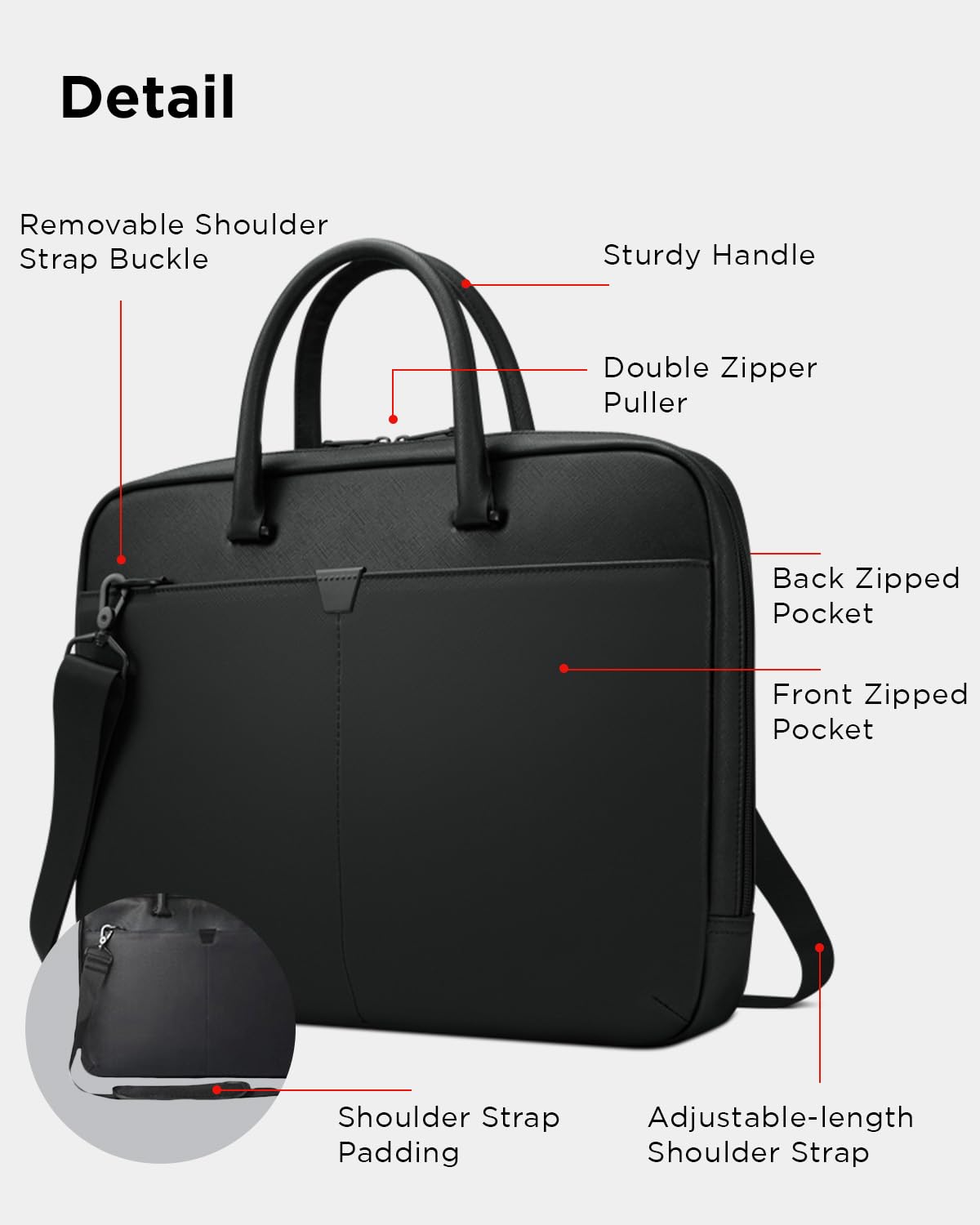 Lenovo 15.6-inch Laptop Bag (T200) - Water Resistant Leather Messenger Bag with Padded Device Compartment – Multi Compartment Professional Handbag with Shoulder Strap for Travel & Business - Image 7