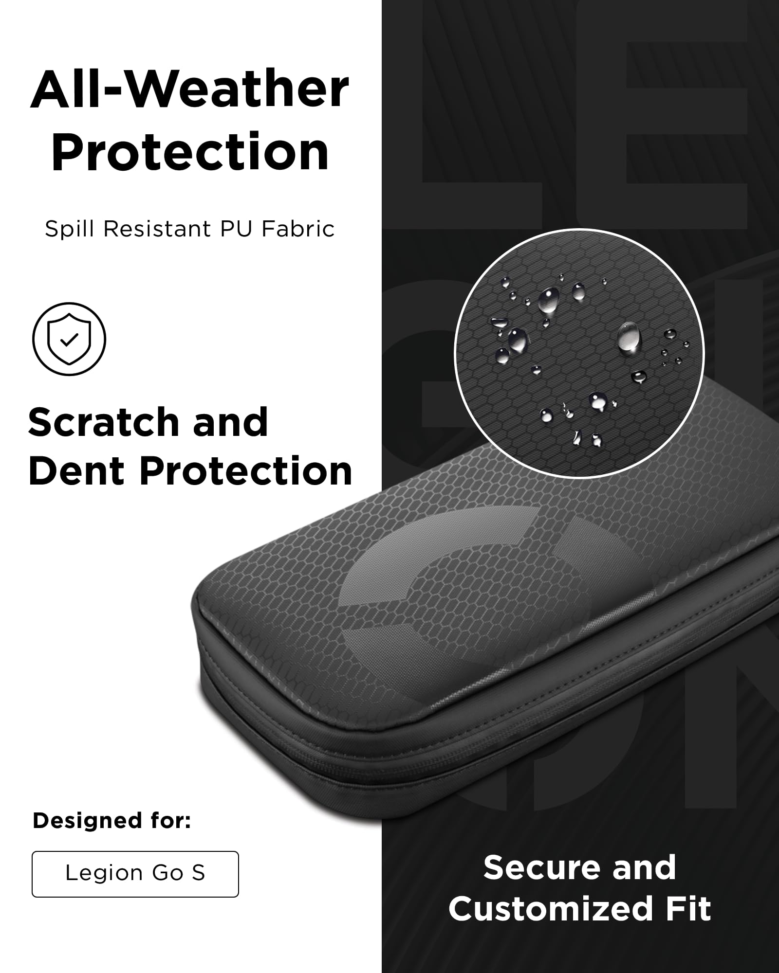 Lenovo Carrying Case for Legion Go S Gaming Console, Protective Storage Bag Case, Spill-Resistant PU Fabric, Secure Storage for Controllers, Console, Dock & Accessories, Black Gamer Accessories - Image 3