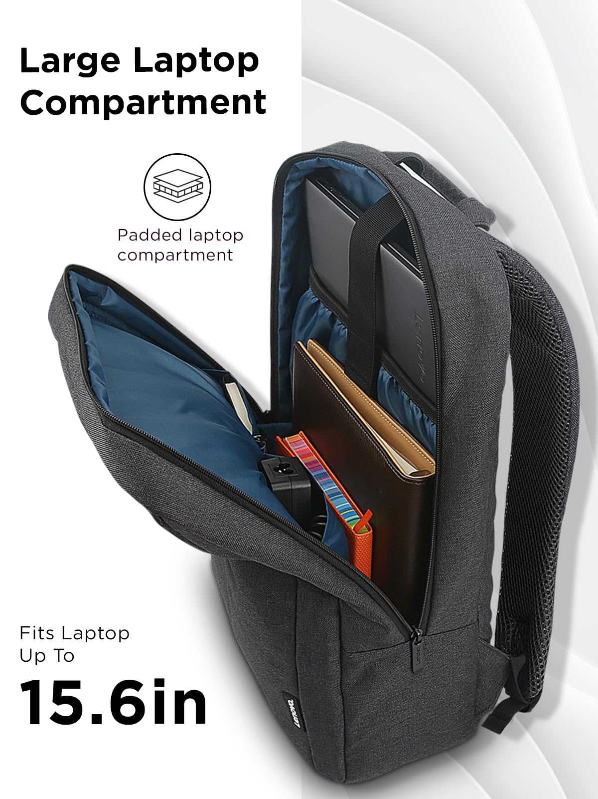 Lenovo Laptop Backpack B210, 15.6-Inch Laptop/Tablet, Durable, Water-Repellent, Lightweight, Clean Design, Sleek for Travel, Business Casual or College, GX40Q17225, Black - Image 4