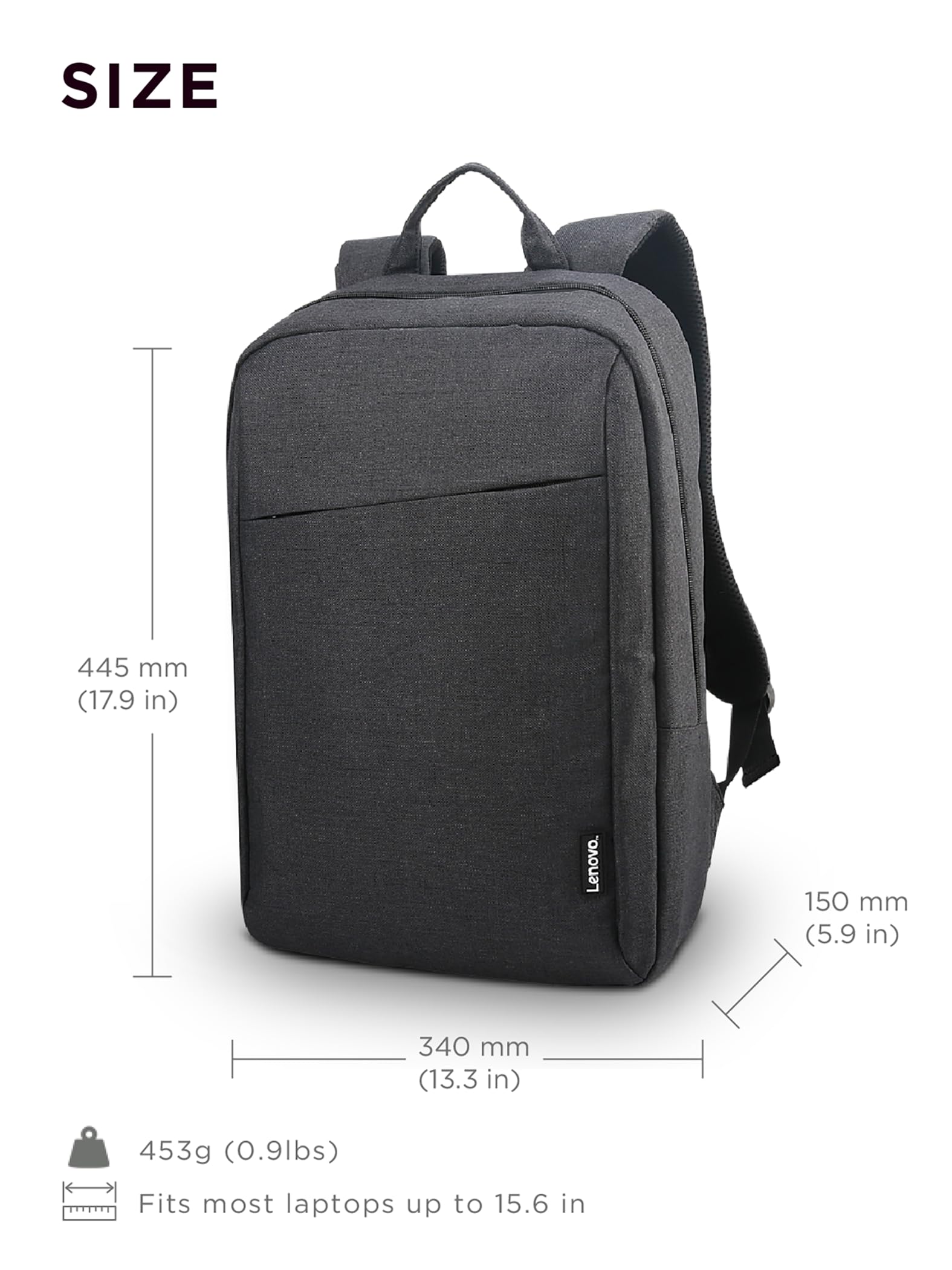 Lenovo Laptop Backpack B210, 15.6-Inch Laptop/Tablet, Durable, Water-Repellent, Lightweight, Clean Design, Sleek for Travel, Business Casual or College, GX40Q17225, Black - Image 6