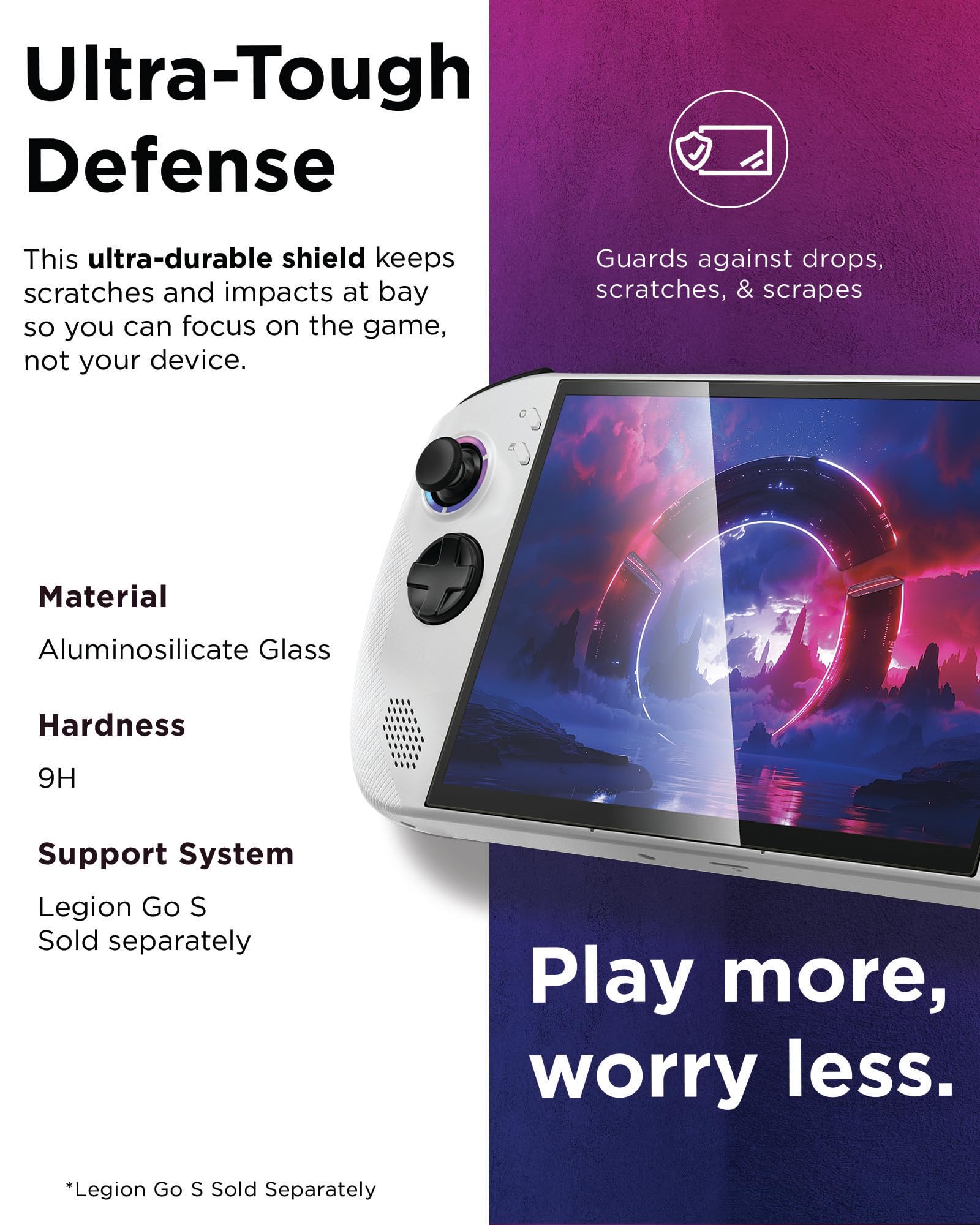 Lenovo Legion Go S Screen Protector, High-Transparency Glass, 9H Hardness, Protects Against Drops, Scratches & Scrapes, 0.45mm Thick, Ultimate Protection for Legion Go S Gaming Console Gamer - Image 3