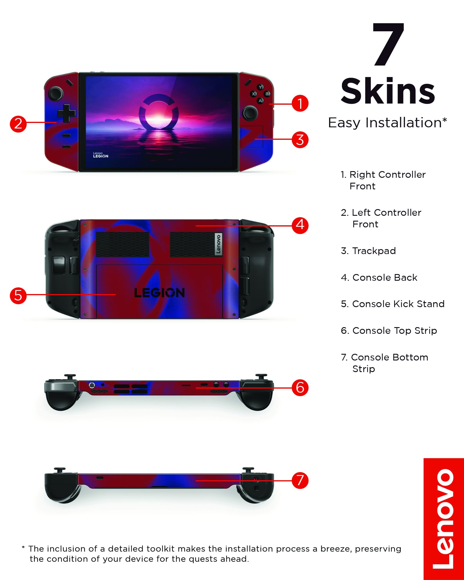 Lenovo Legion Go Skin - Added Protection & Design for Legion Go, Ultra-Thin 0.17mm TPU, Tool Kit Included for Installation - Legion Hero Pattern - Image 5