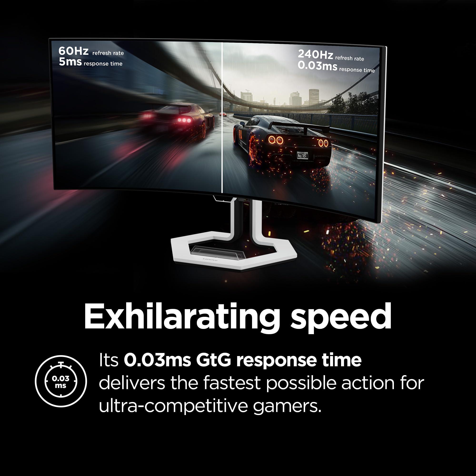 Lenovo Legion Pro 34WD-10 Curved Gaming Monitor – 34" WQHD OLED – 240Hz – AMD FreeSync™ PremiumPro – HDR TB400 – 0.03ms MPRT – KVM, USB-C, HDMI 2.1, DP 1.4 – Ergonomic Tilt Stand – Raven Black - Image 5