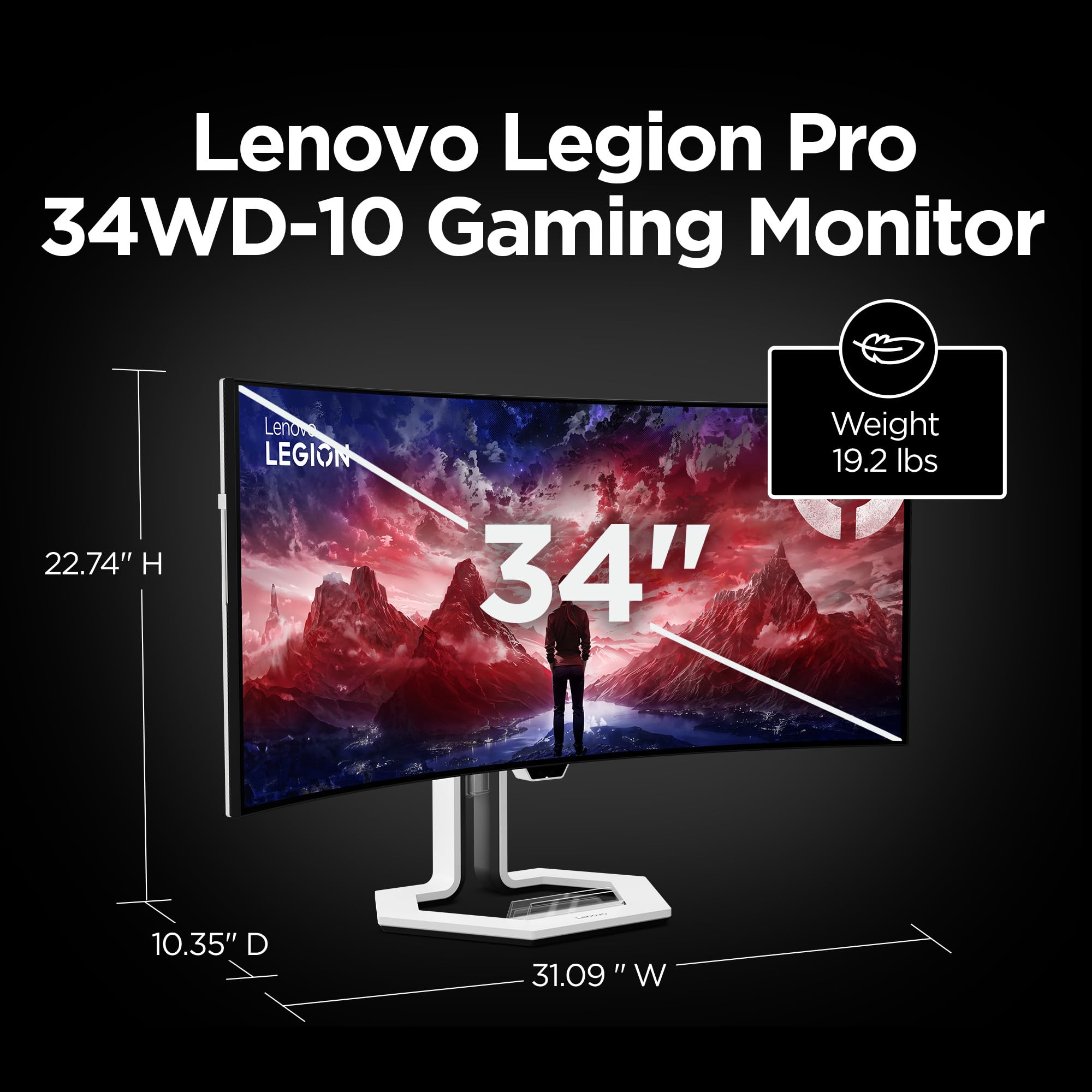 Lenovo Legion Pro 34WD-10 Curved Gaming Monitor – 34" WQHD OLED – 240Hz – AMD FreeSync™ PremiumPro – HDR TB400 – 0.03ms MPRT – KVM, USB-C, HDMI 2.1, DP 1.4 – Ergonomic Tilt Stand – Raven Black - Image 8