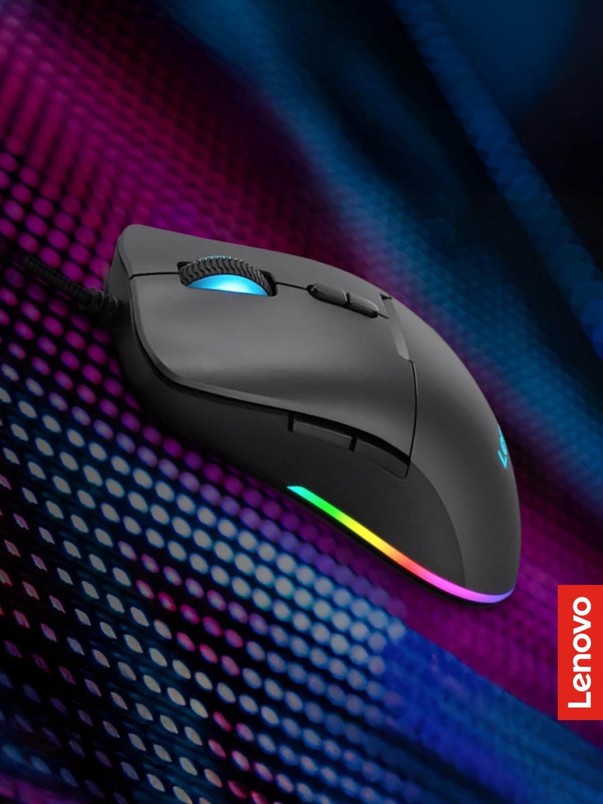 Lenovo M210 RGB Wired Gaming Mouse for PC, Laptop, Computer with Windows & Chrome OS - 3 Zone RGB, 8000 DPI Adjustable Sensor, 7 Programmable Buttons – Palm Grip Mouse for Gamers (Black) - Image 6