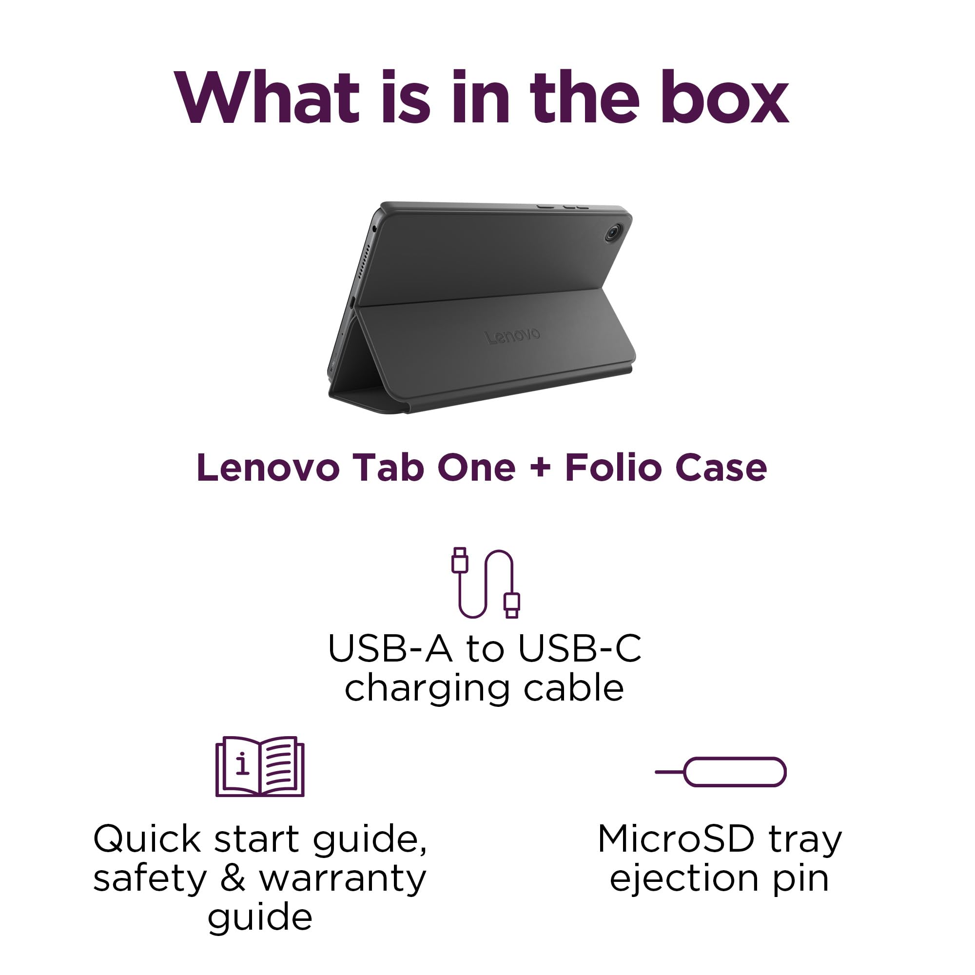 Lenovo Tab One - Lightweight Tablet - up to 12.5 Hours of YouTube Streaming - 8.7" HD Display - 4 GB Memory - 64 GB Storage - MediaTek Helio G85 - Includes Folio Case - Image 8